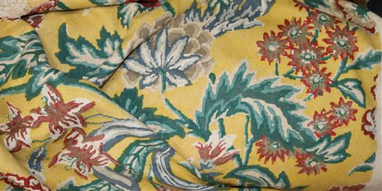 A bolt of hand painted silk and linen furnishing fabric c.1920s-30s